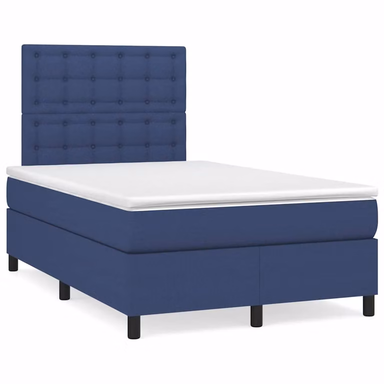 Letto a Molle con Materasso vidaXL in Tessuto con LED Blu e Porte USB, L/P/H: 120 x 200 x 193 cm