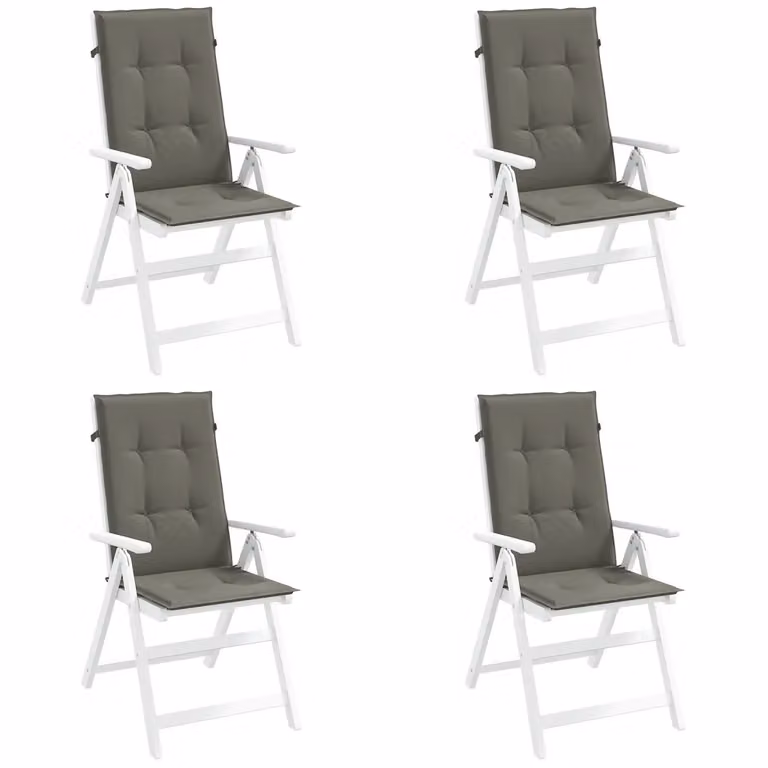 Set di 4 cuscini per schienale alto vidaXL in tessuto grigio mélange, resistenti ai raggi UV e antiscivolo, L 120 cm x P 50 cm x H 4 cm