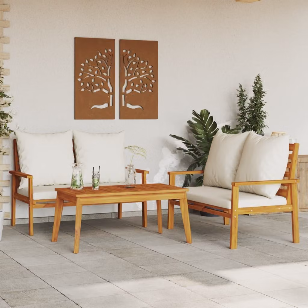 Maison Exclusive - Set Mobili da Giardino 3pz con Cuscini Legno Massello di Acacia