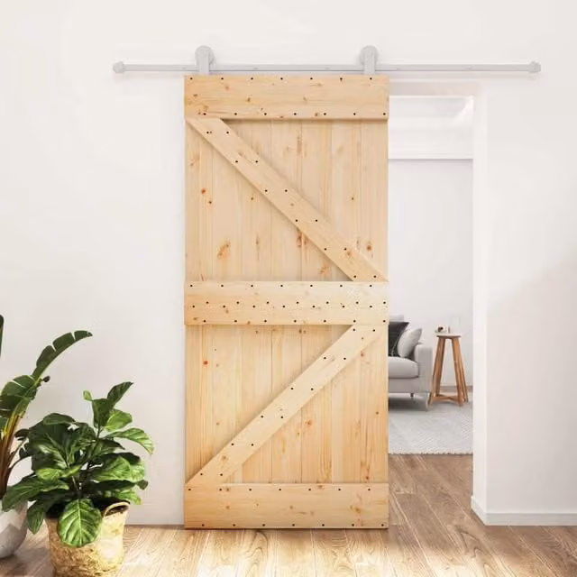 Porta scorrevole moderna vidaXL in legno e acciaio, Bianco e Beige, L: 200 cm, H: 210 cm