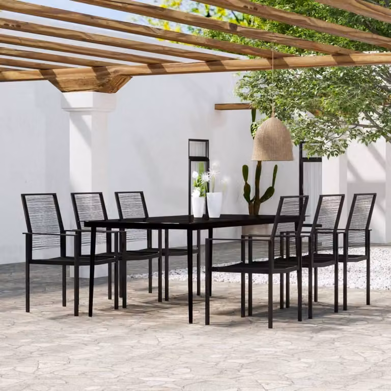 The Living Store Set da pranzo da giardino 7 pezzi nero