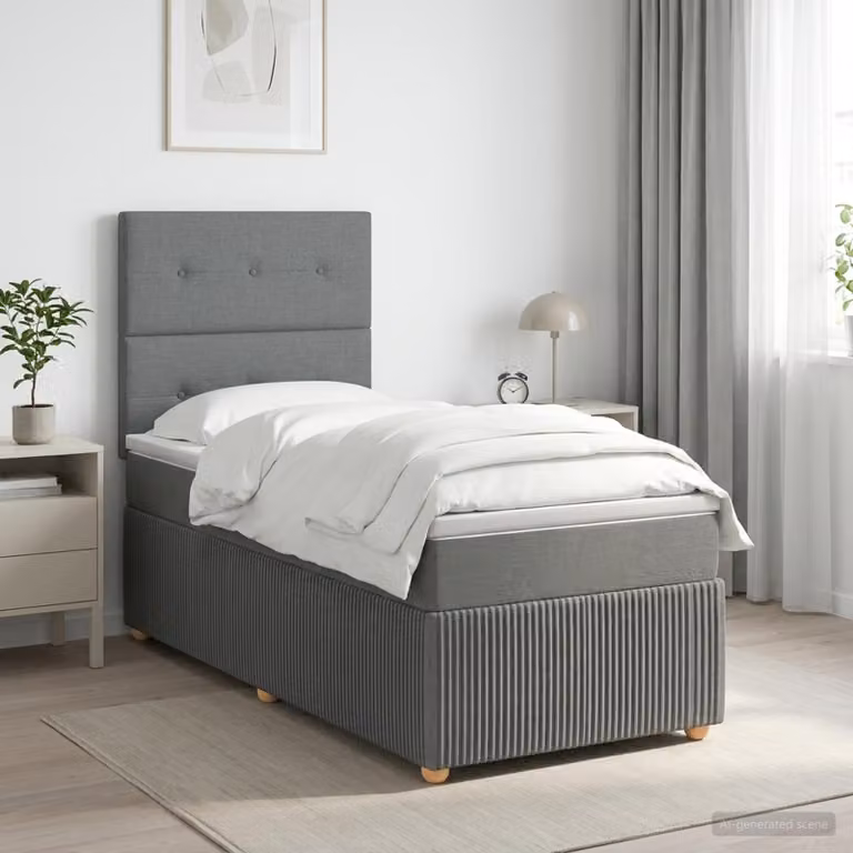 Letto box spring con materasso vidaXL Grigio e Bianco L/P: 100 x 200 cm