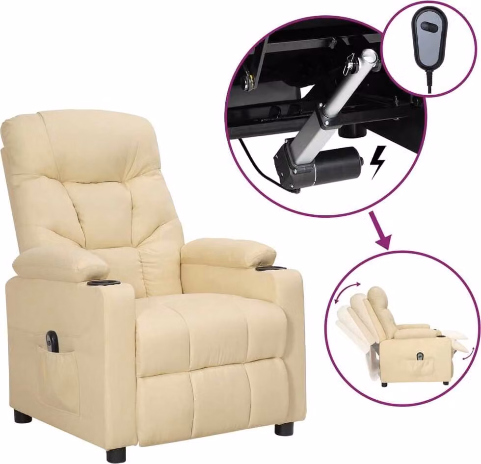 Maison Exclusive - Poltrona relax elettrica in tessuto color crema