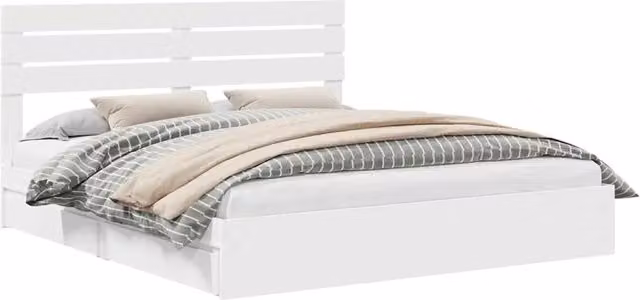 Letto matrimoniale | Letto per adulti | Letto con Contenitore Bianco 180 x 200 cm Legno multistrato