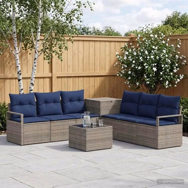 Set di divani 8 pz Grigio e Blu Navy 55 x 55 x 37 cm 3448169