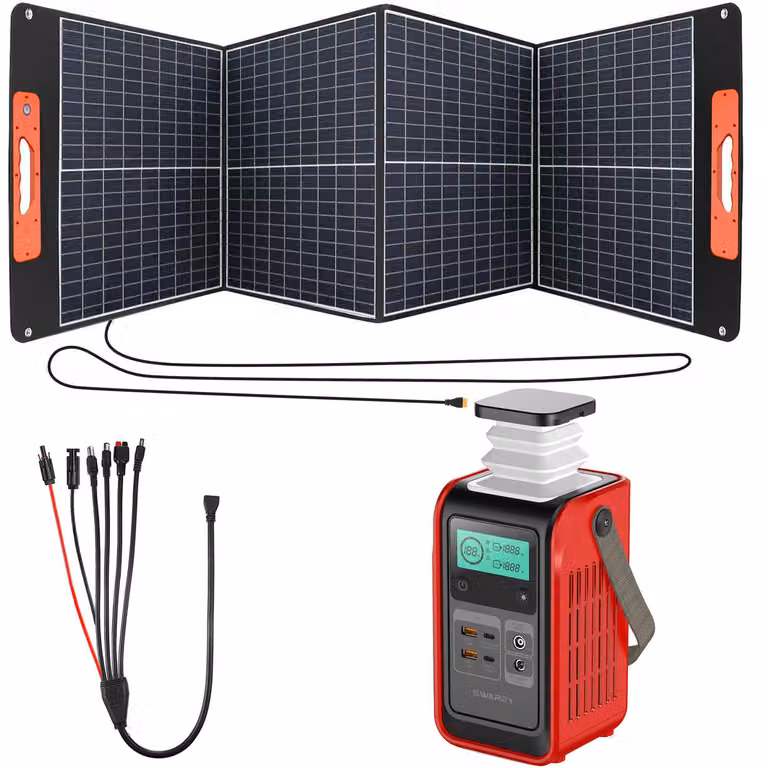 SWAREY S200 DC Powerstation con pannello solare da 100W, batteria LiFePO4 da 192Wh Powerbank 140W (picchi di 180W) carica veloce USB-C generatore solare stoccaggio solare