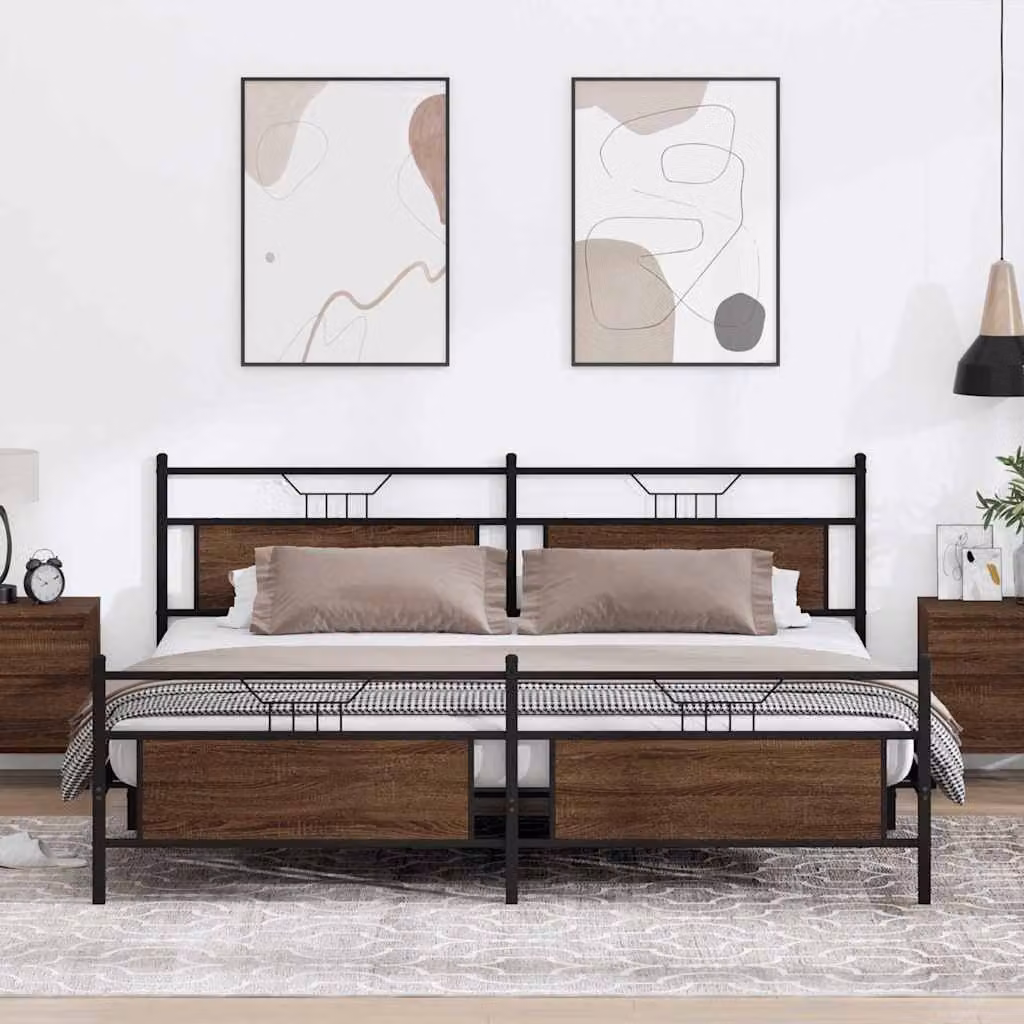 Giroletto in metallo e MDF vidaXL colore marrone rovere 200x200 cm