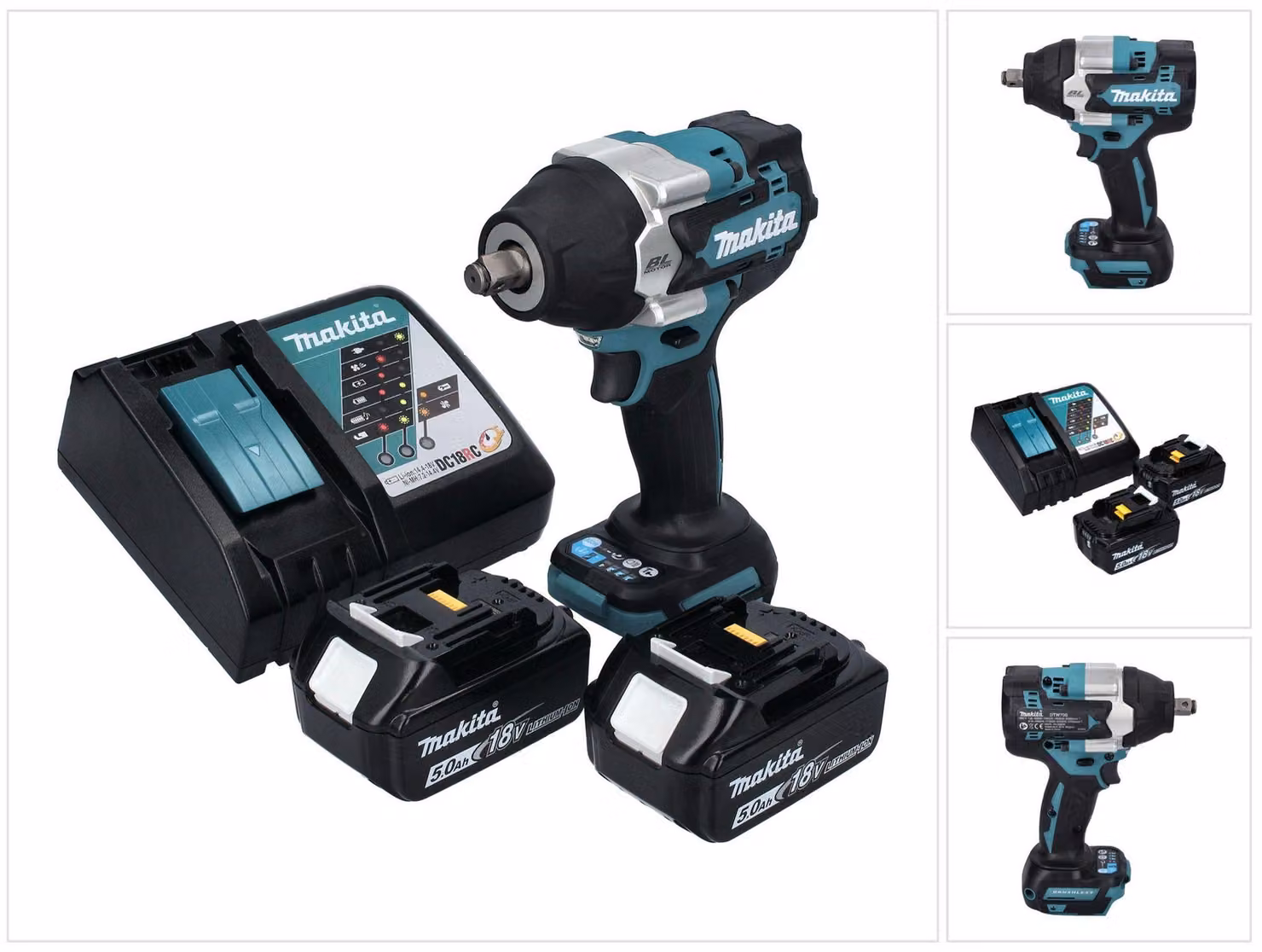 Avvitatore a impulsi a batteria Makita DTW 700 RT 18 V 700 Nm 1/2" XPT Brushless + 2x batteria ricaricabile 5,0 Ah + caricabatterie