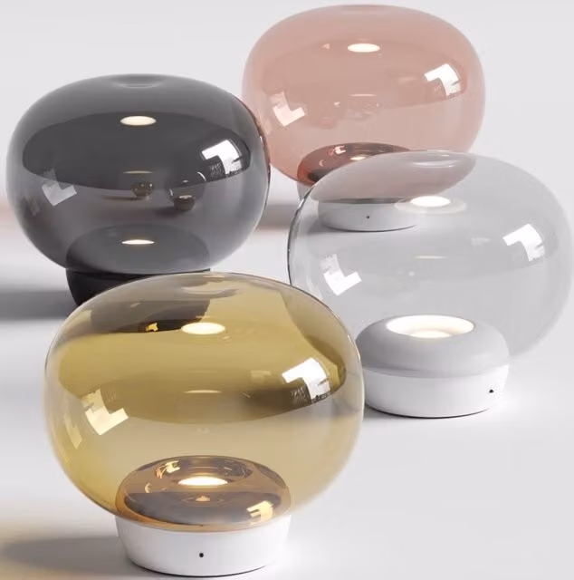 Stilnovo La Marièe Lampada da tavolo in vetro trasparente e finitura oro/ottone e rame con tecnologia LED dimmabile