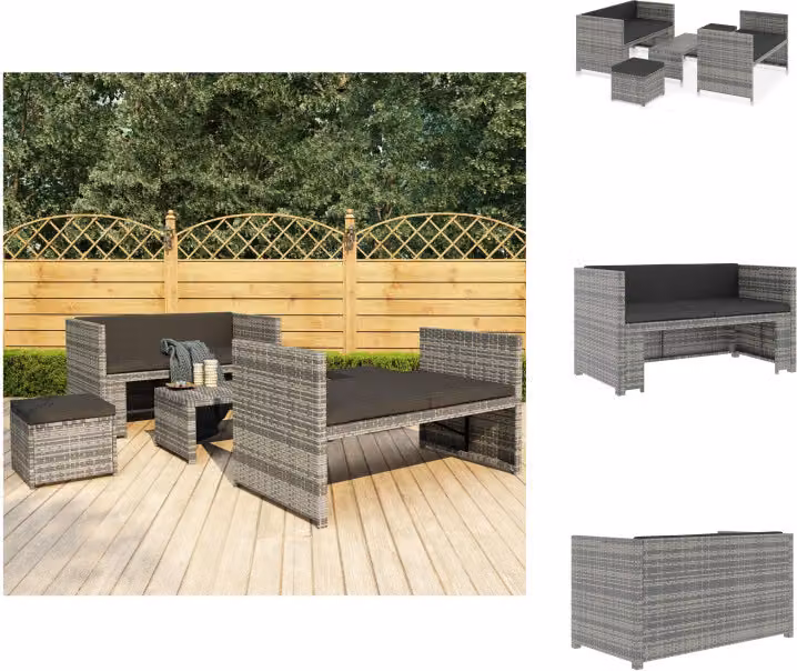 vidaXL set da salotto da giardino 5 pezzi con cuscini in poly rattan grigio - Set di mobili da giardino