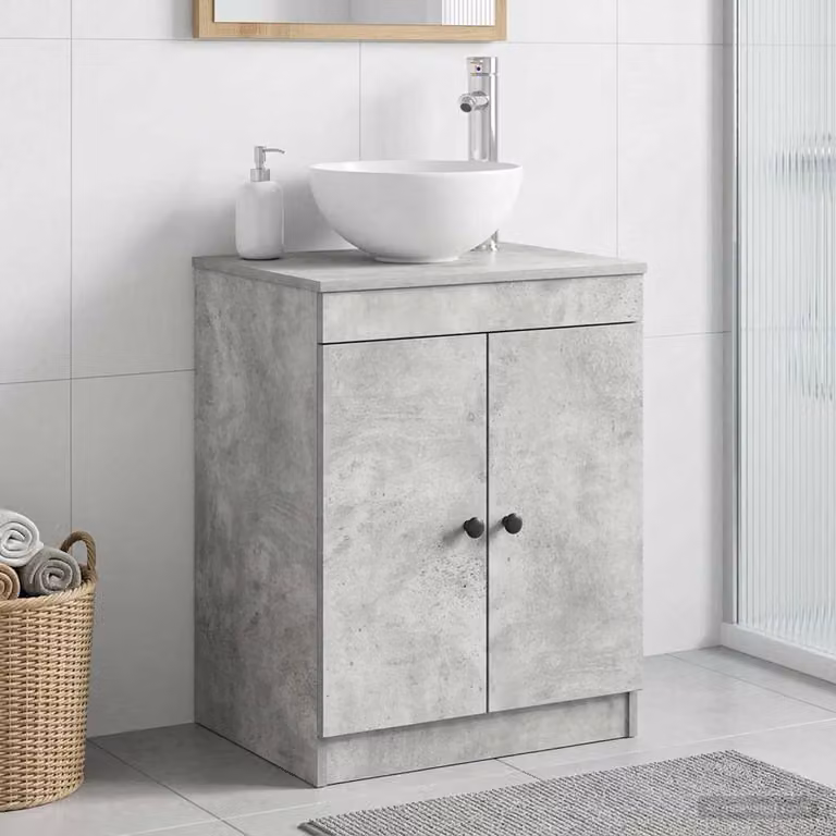 Mobile da bagno moderno vidaXL in MDF e metallo, Grigio e Nero, L: 54 cm, P: 41 cm, H: 70 cm