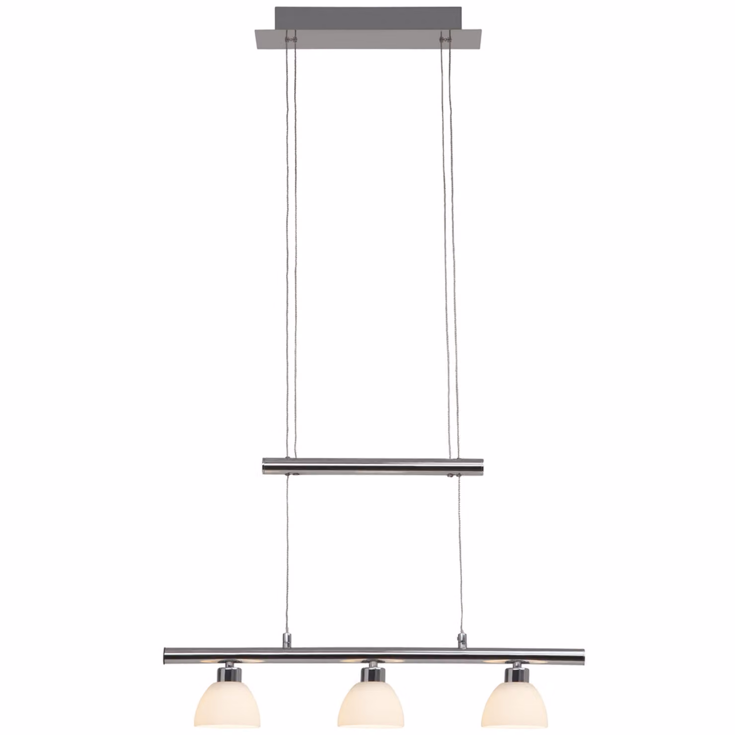 BRILLIANT Lampada a sospensione LED Tonja | lampada a sospensione senza tempo | 3 luci | vetro/metallo | cromo/bianco | dimmerabile | regolabile in altezza
