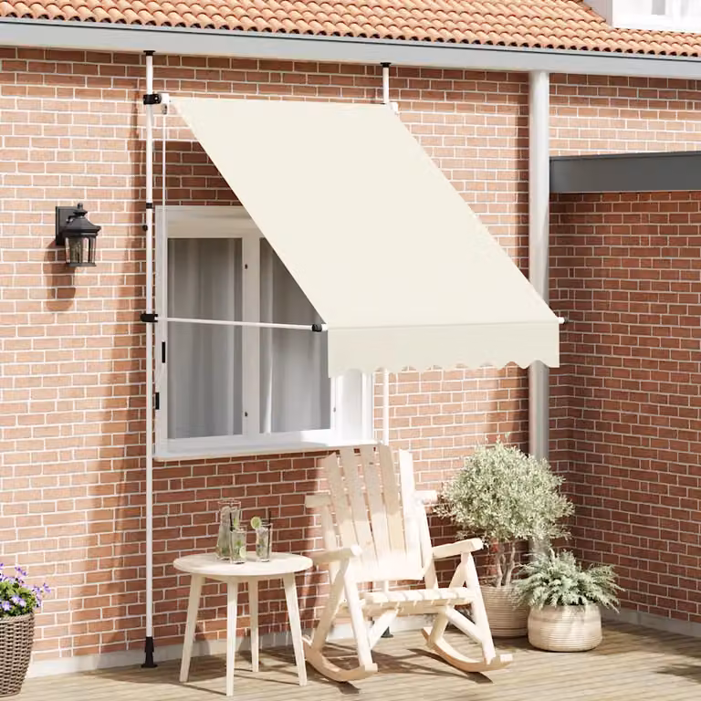 vidaXL Tenda da Sole Retrattile Manuale con Manovella in Acciaio e Poliestere, Colore Beige, L: 300 cm, P: 150 cm