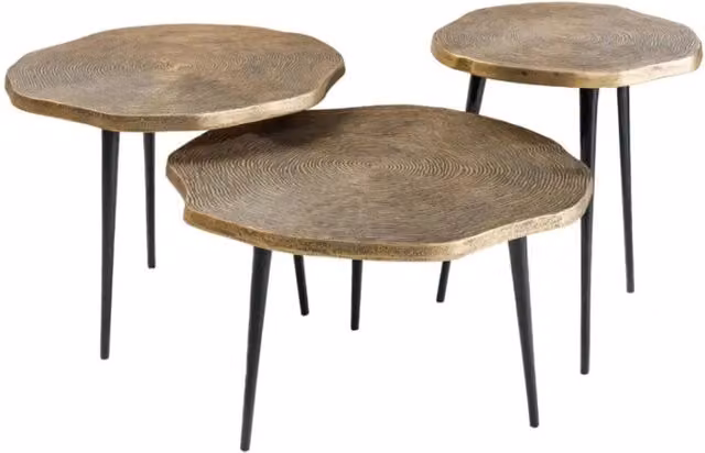 Set di 3 tavolini impilabili NERA dorati e neri – design chic contemporaneo