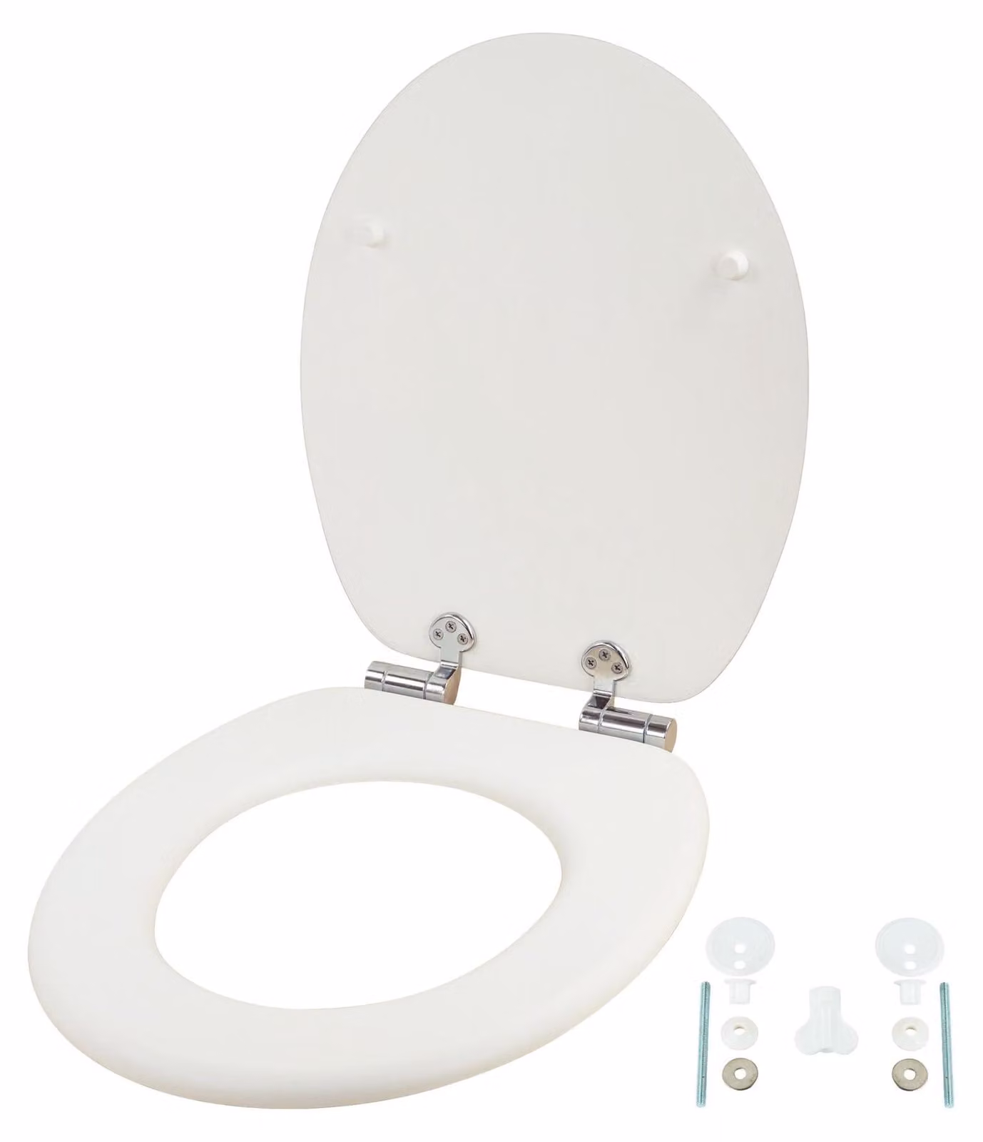 Sedile WC in MDF con chiusura ammortizzata, cerniere regolabili