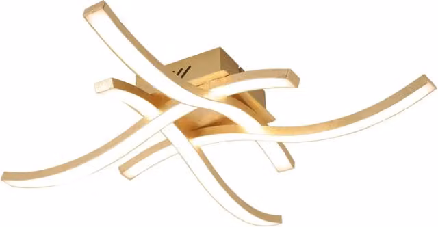 Plafoniera LED LÚZETE Evander con design a foglia in metallo oro/ottone, 26W, 4000K