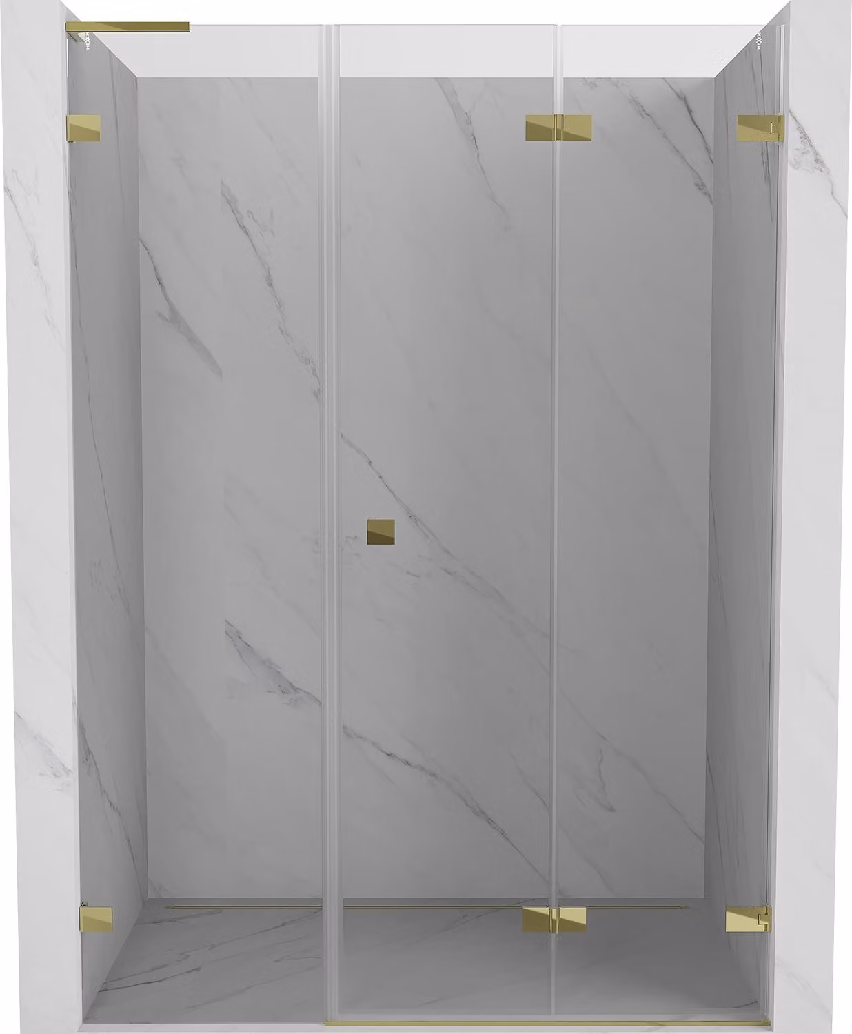 Mexen Lunar-F L porta doccia pieghevole destra 150 cm, trasparente, oro - 836SL-150-050-50-00-P