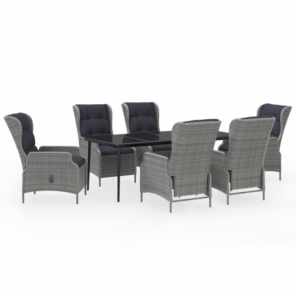 Set da Pranzo da Giardino 7 pz Grigio Chiaro