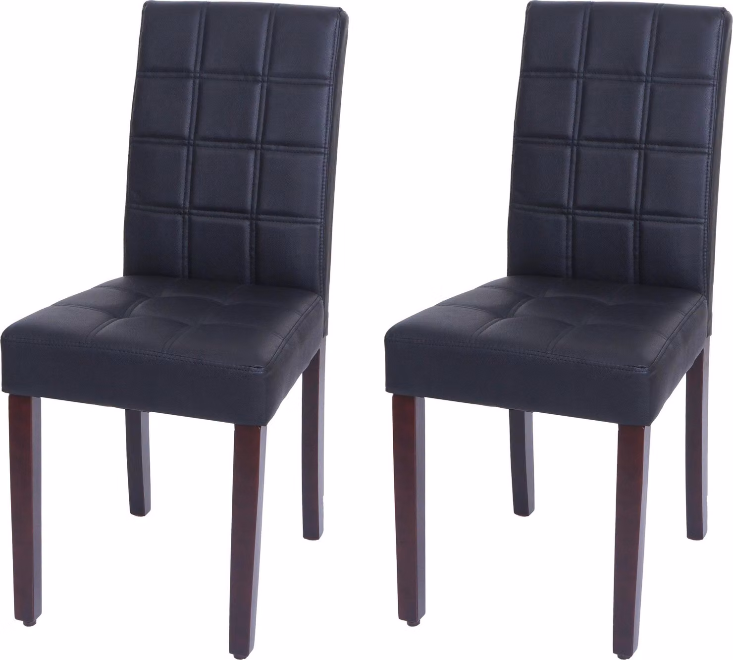 set di 2 sedie per sala da pranzo HWC-O65c, sedia da cucina, sedia imbottita, poltrona, Pelle finta ~ nero