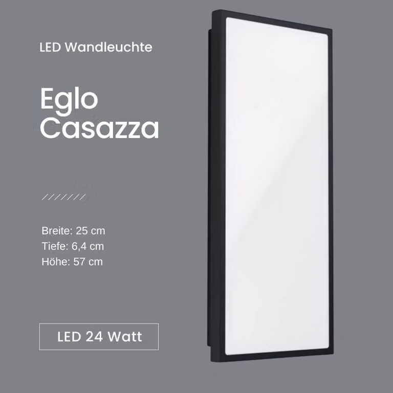 Eglo 99534 CASAZZA LED parete/soffitto per esterni 18,5W nero bianco caldo IP44