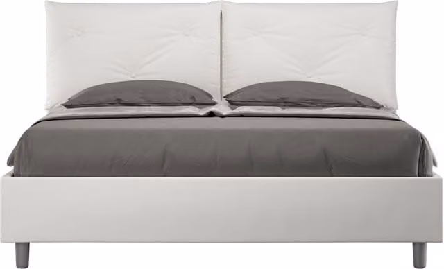 BS COM Letto matrimoniale senza rete imbottito 160x200 similpelle bianco