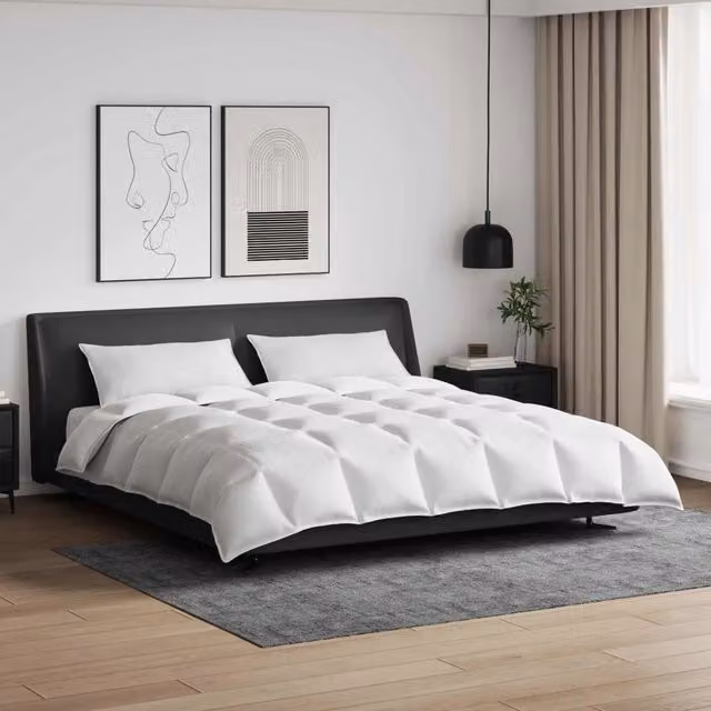 Set di 3 pezzi composto da piumone e cuscini vidaXL in cotone bianco con imbottitura in piuma d'anatra per adulti