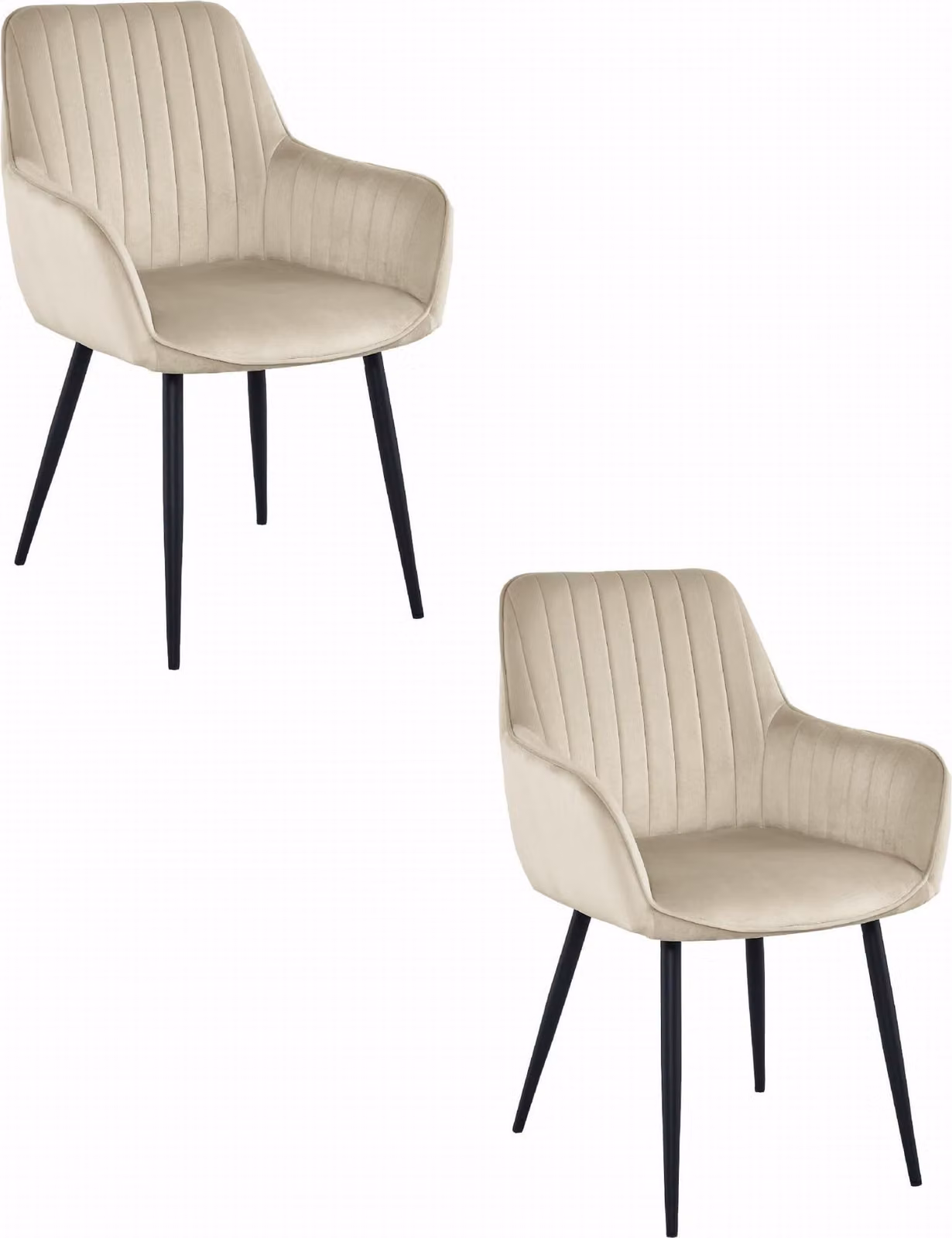 Valora SOLDEN Sedia Beige Velluto Gambe Nere x2 - Set di 2 sedie beige per interni moderni