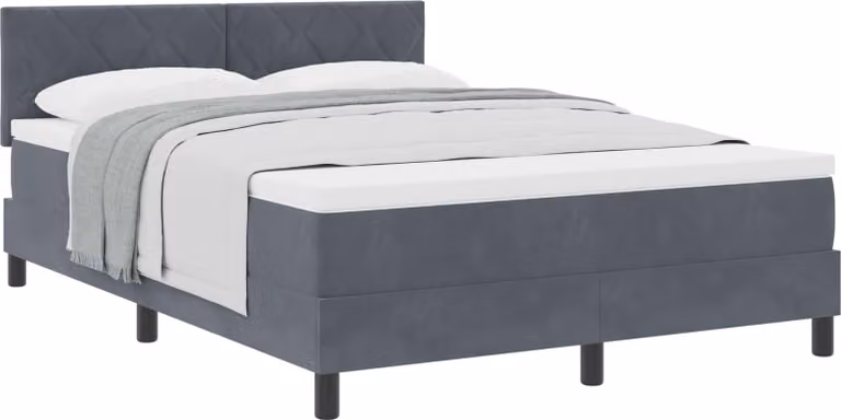 Letto a molle con materasso Grigio scuro 140 x 200 cm Velluto