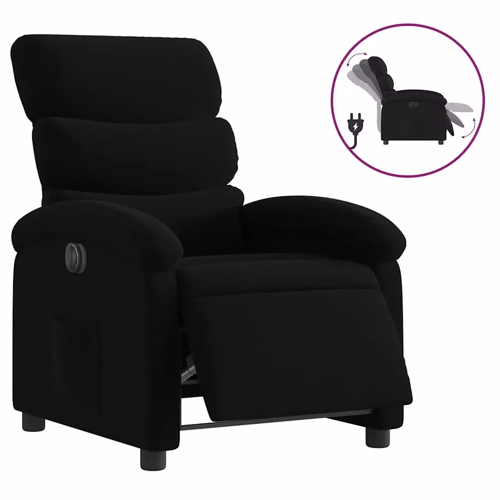 vidaXL Poltrona Elettrica Reclinabile Nera in Tessuto con Braccioli e Schiuma Comfort – 2