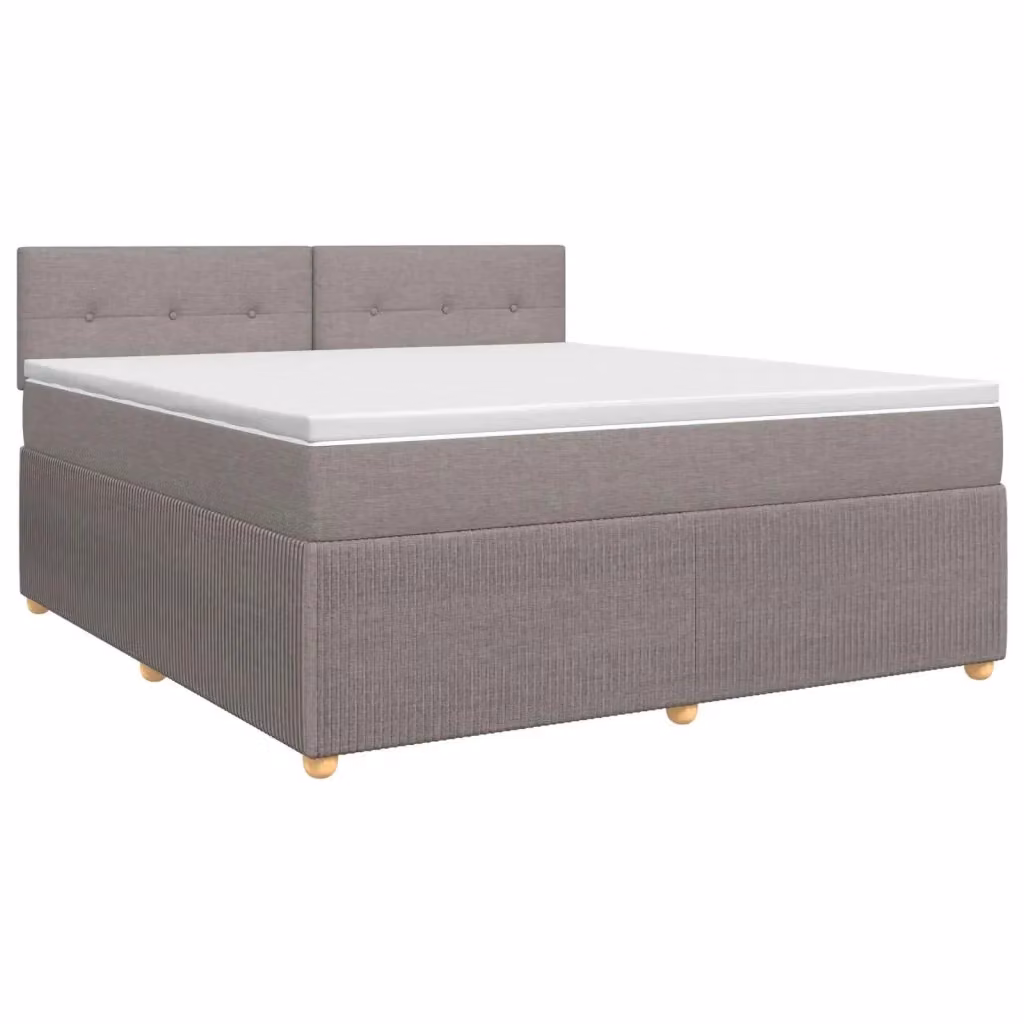 Letto box spring con materasso ibrido vidaXL in tessuto Tortora L 140 x P 190 cm – 2