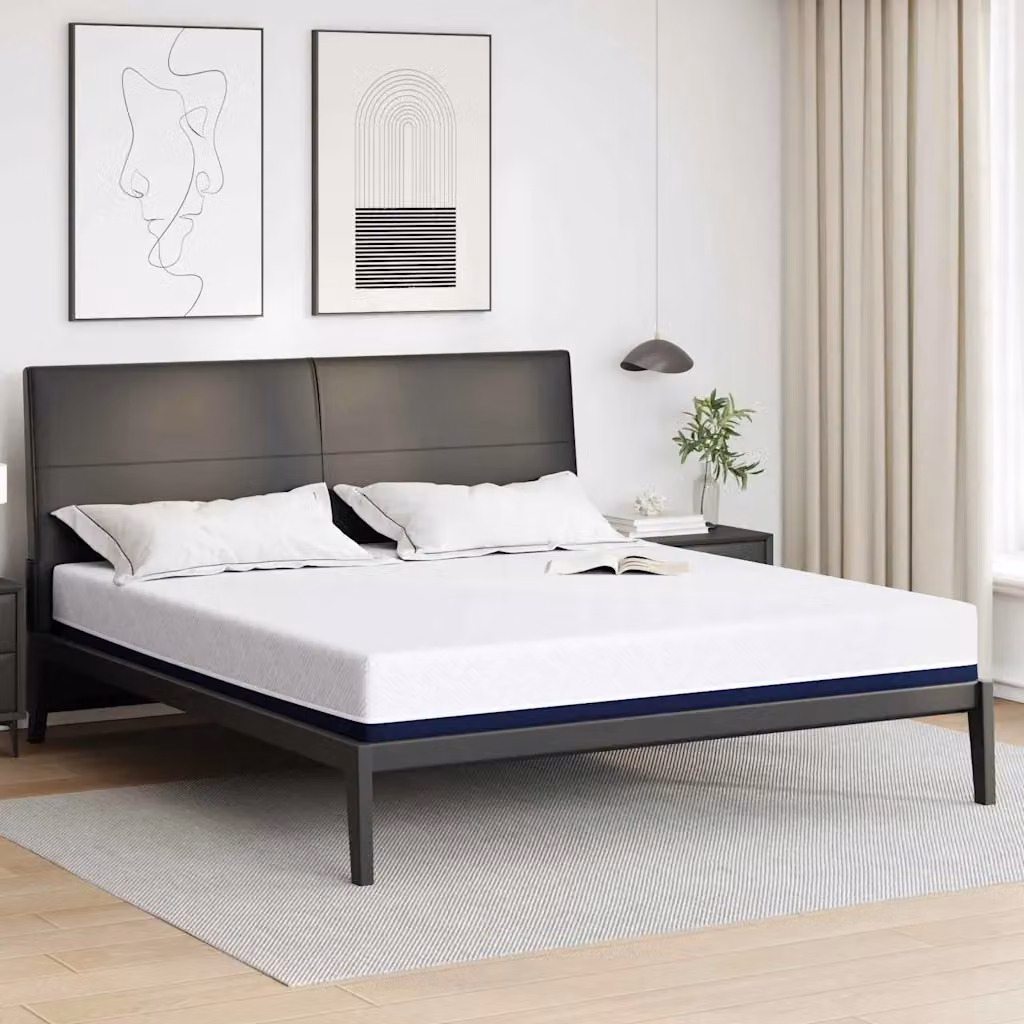 vidaXL Materasso in Gel Bianco e Blu con Tessuto Jacquard e Regolazione della Temperatura L/P: 200 x 200 cm