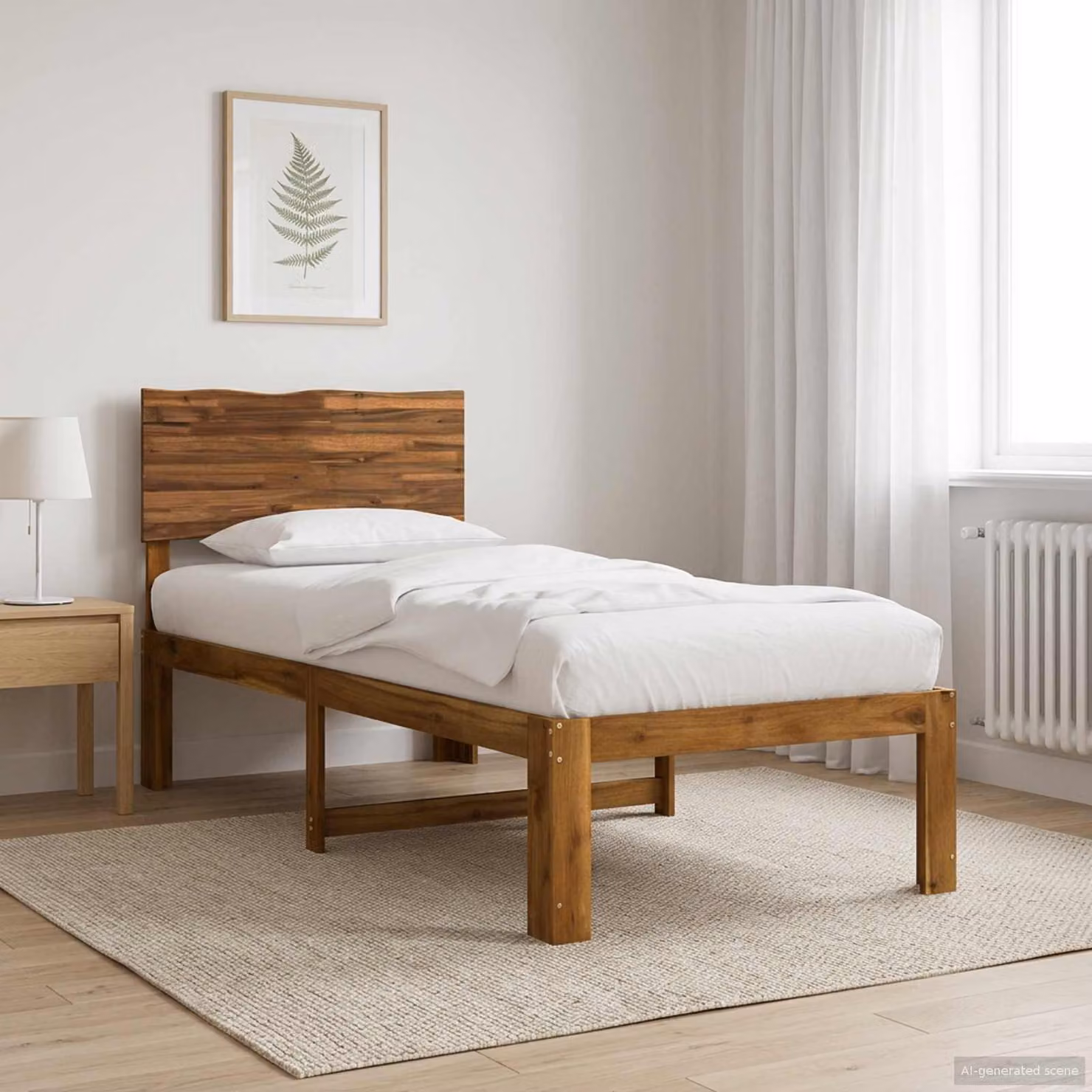 Letto Singolo con Testiera vidaXL ROSTOCK in Legno di Acacia Naturale L 90 x P 200 cm