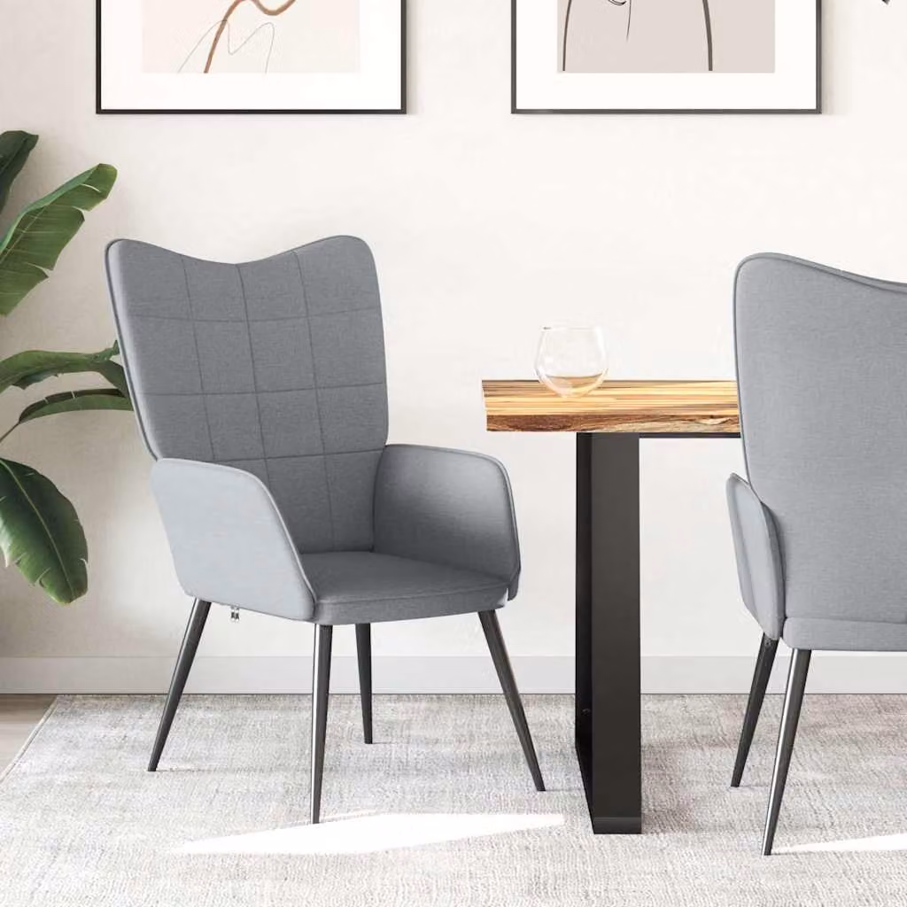 Sedia Relax vidaXL Grigio Chiaro in Tessuto con Braccioli e Struttura in Metallo e Plastica