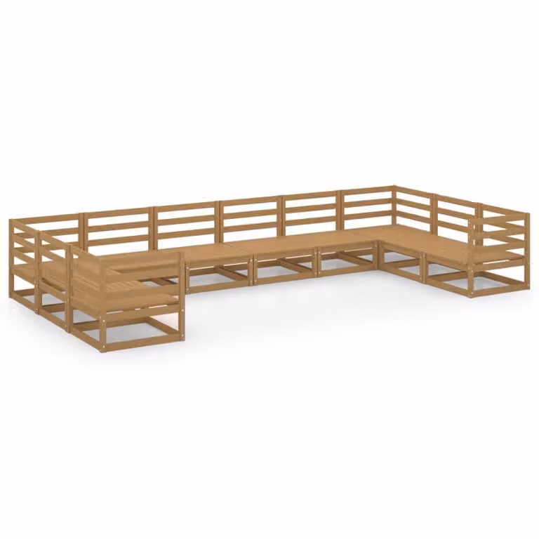 Set Divani da Giardino 10 pz in Legno Massello di Pino