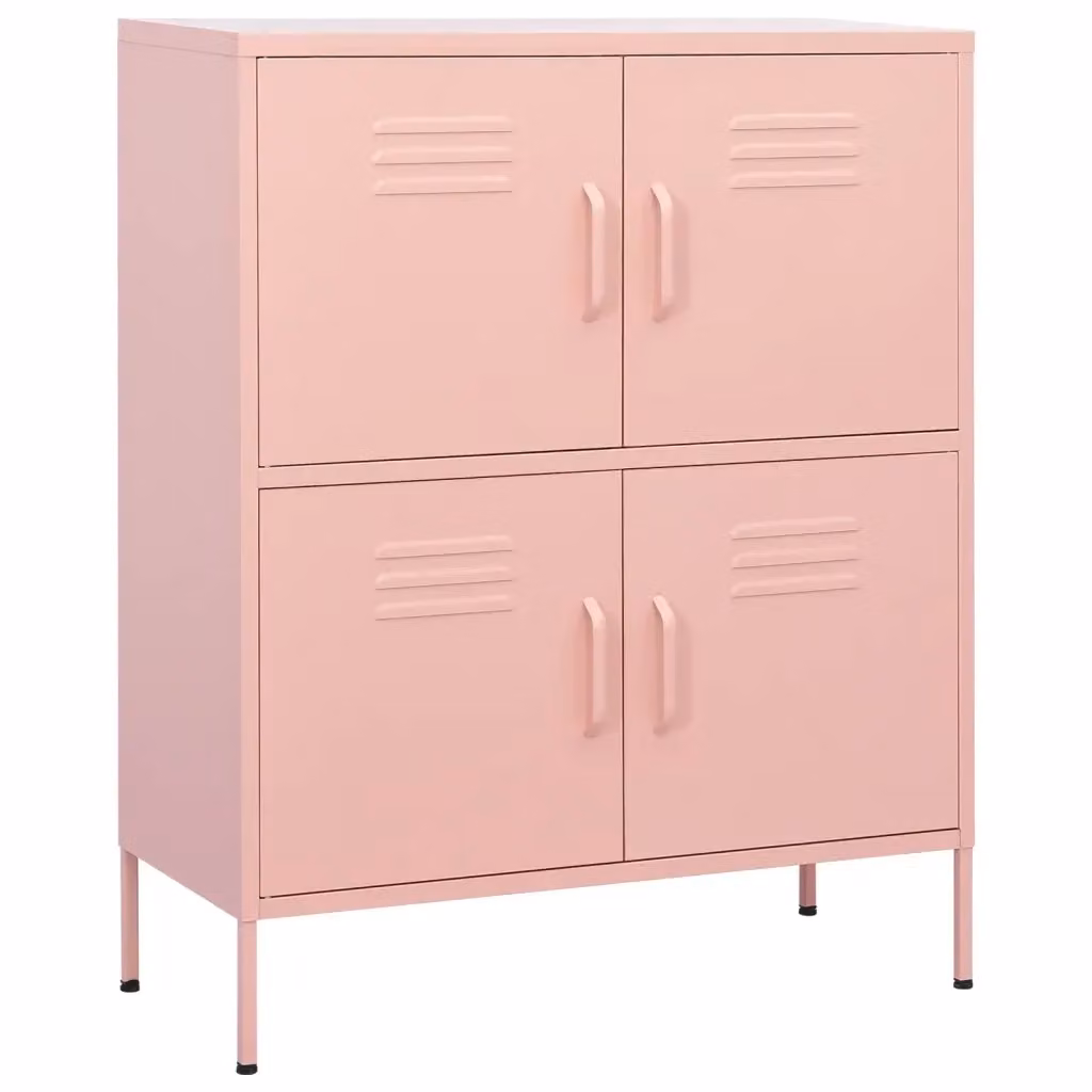 Armadietto in acciaio rosa vidaXL con ante a battente e ripiani interni L: 80 cm, P: 35 cm, H: 101,5 cm – 2