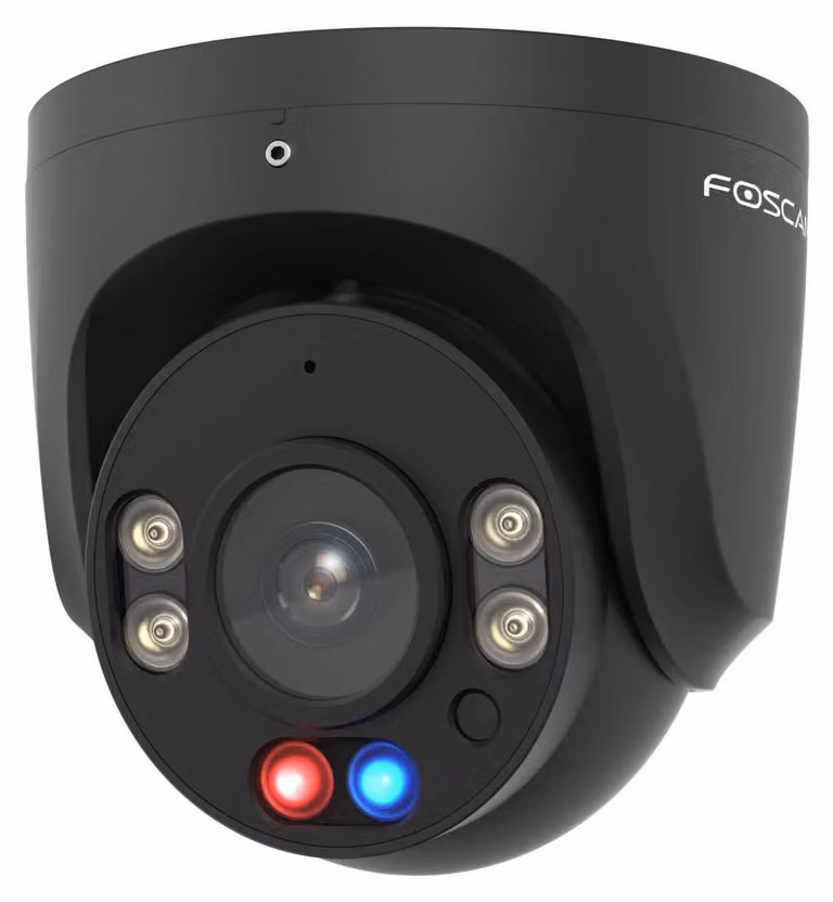 Telecamera di sorveglianza Foscam W5EP, 5 MP, con alimentazione PoE, dotata di faretti e luci di segnalazione rossa e blu
