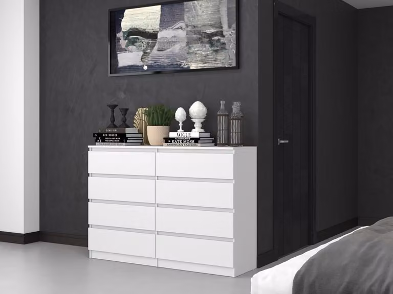 Comò, larghezza 120/140 cm, 8 cassetti
