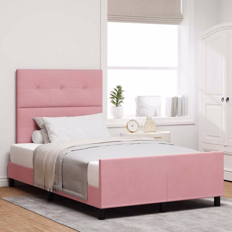 Maison Exclusive - Letto boxspring con testiera Rosa 120 x 190 cm in velluto