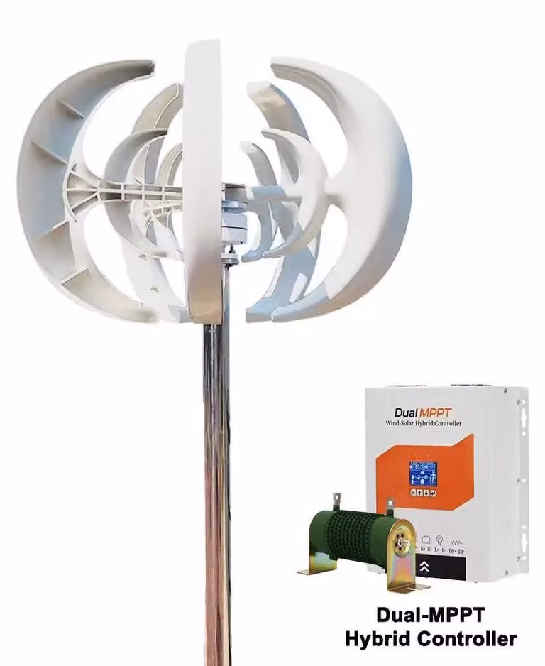 Turbina eolica verticale da 3000W - 24V, generatore eolico ibrido con controller DMPPT, bassa velocità di avviamento, funzionamento silenzioso, sistema off-grid, albero in acciaio inossidabile