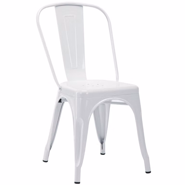 1x sedia da pranzo / sedia in metallo / ferro BIANCO Sedia da cucina Impilabile, robusta e senza tempo