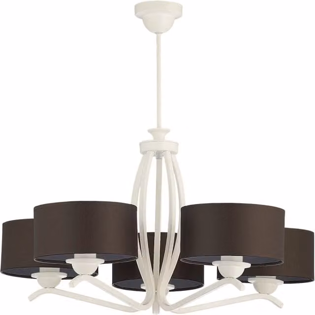 Lampadario classico bianco 5 luci paralumi bronzo E27