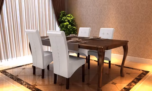 Set di 4 sedie da pranzo vidaXL in similpelle bianca con struttura in legno e plastica