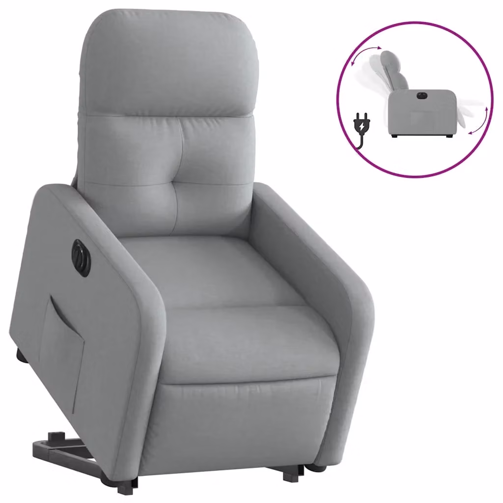 Poltrona Reclinante Alzapersona Elettrica vidaXL Grigio con Braccioli e Rivestimento in Tessuto – 2