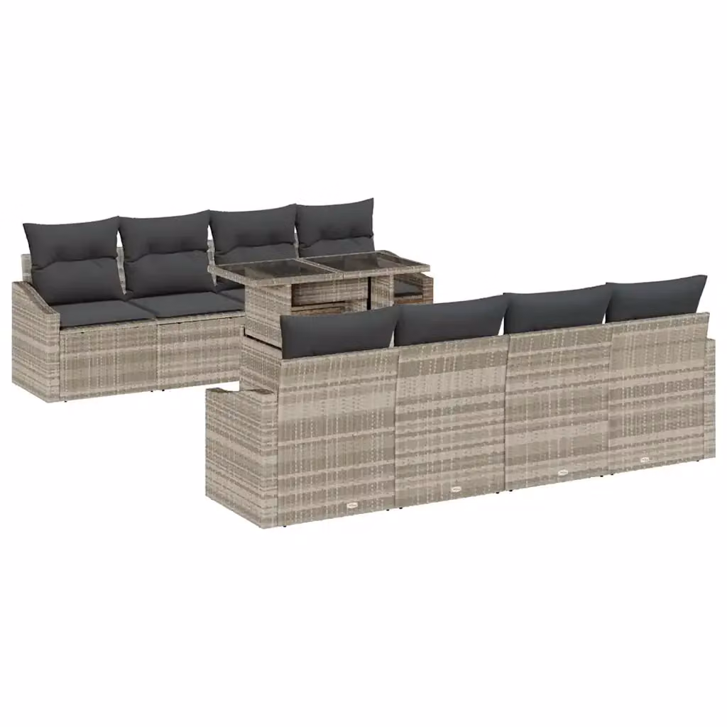 Set da giardino moderno vidaXL composto da 7 pezzi in rattan e metallo con cuscini inclusi colore grigio – 2
