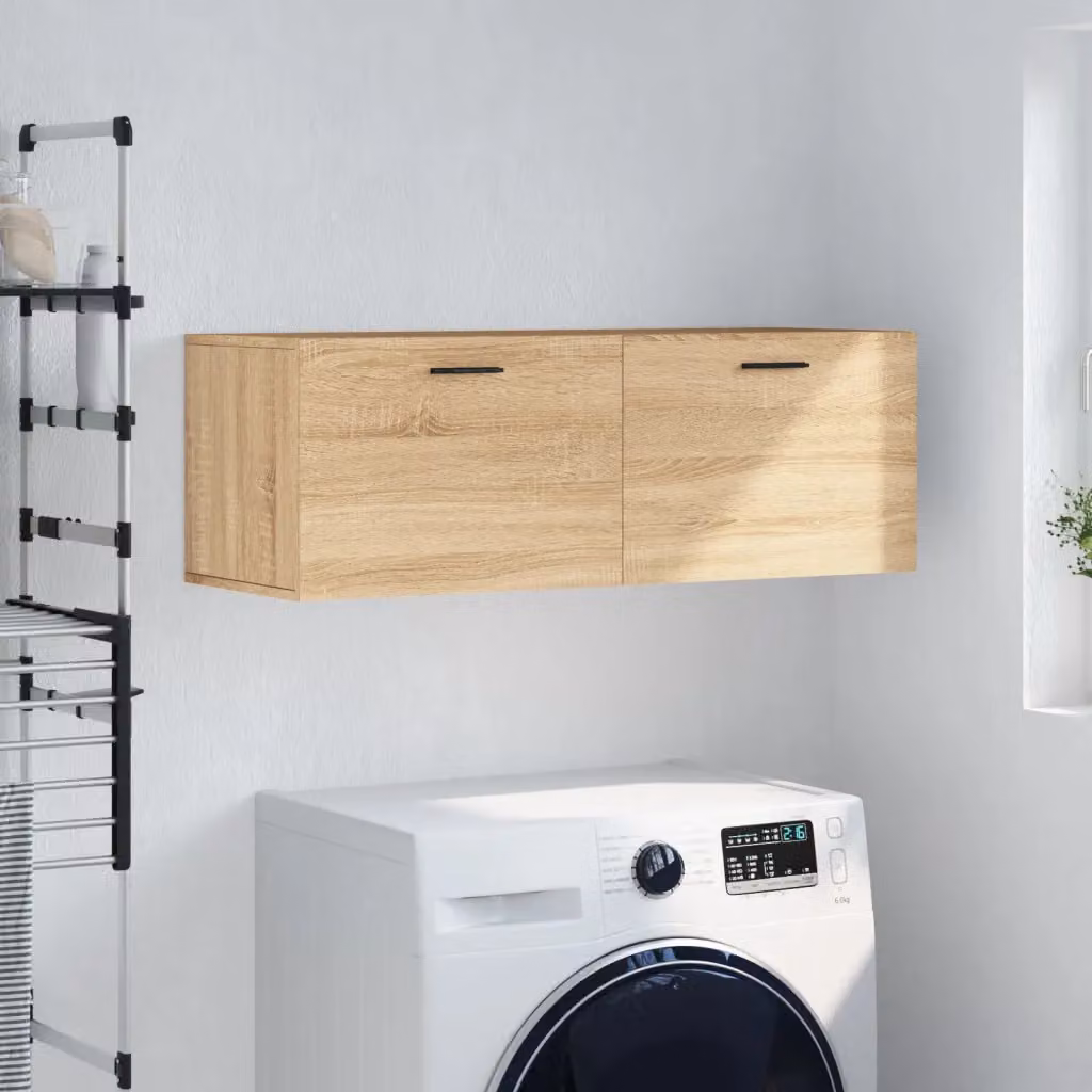 vidaXL Mobiletto a muro moderno in legno MDF marrone con ante a battente e ripiani interni