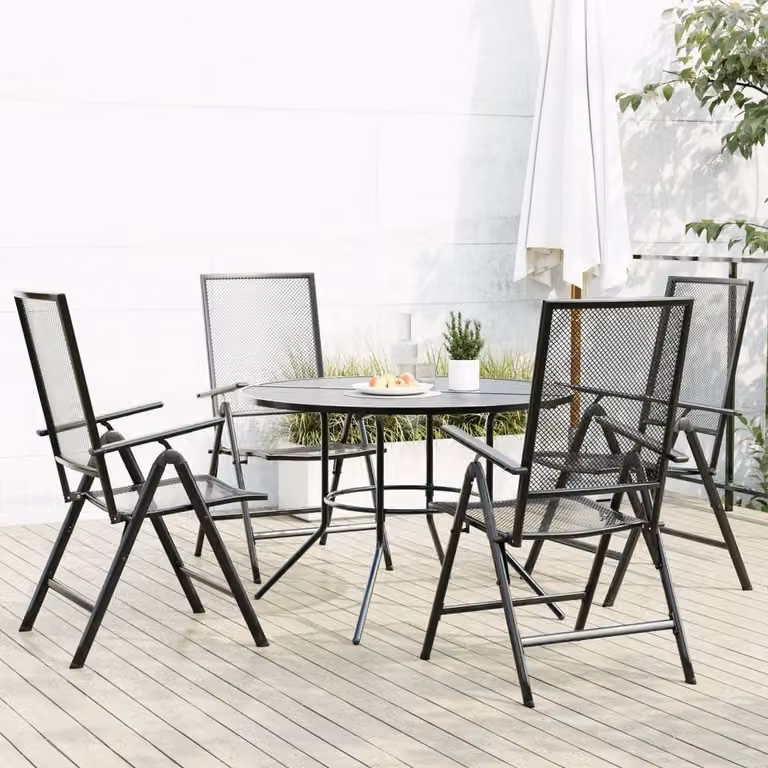 Maison Exclusive - Set di sedie da giardino, 5 pezzi, regolabili, in acciaio verniciato a polvere