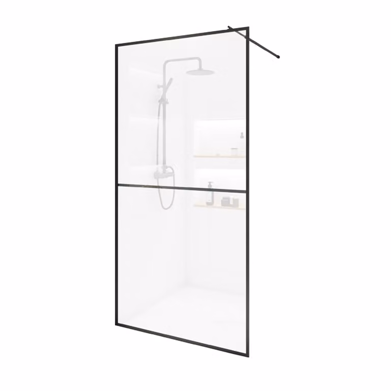Home Deluxe - Cabina doccia - BAKI - larghezza: 140 cm, telaio nero, vetro trasparente, look 2-louvre - vetro temperato di sicurezza 10 mm I Walk in shower, schermo doccia, porta doccia
