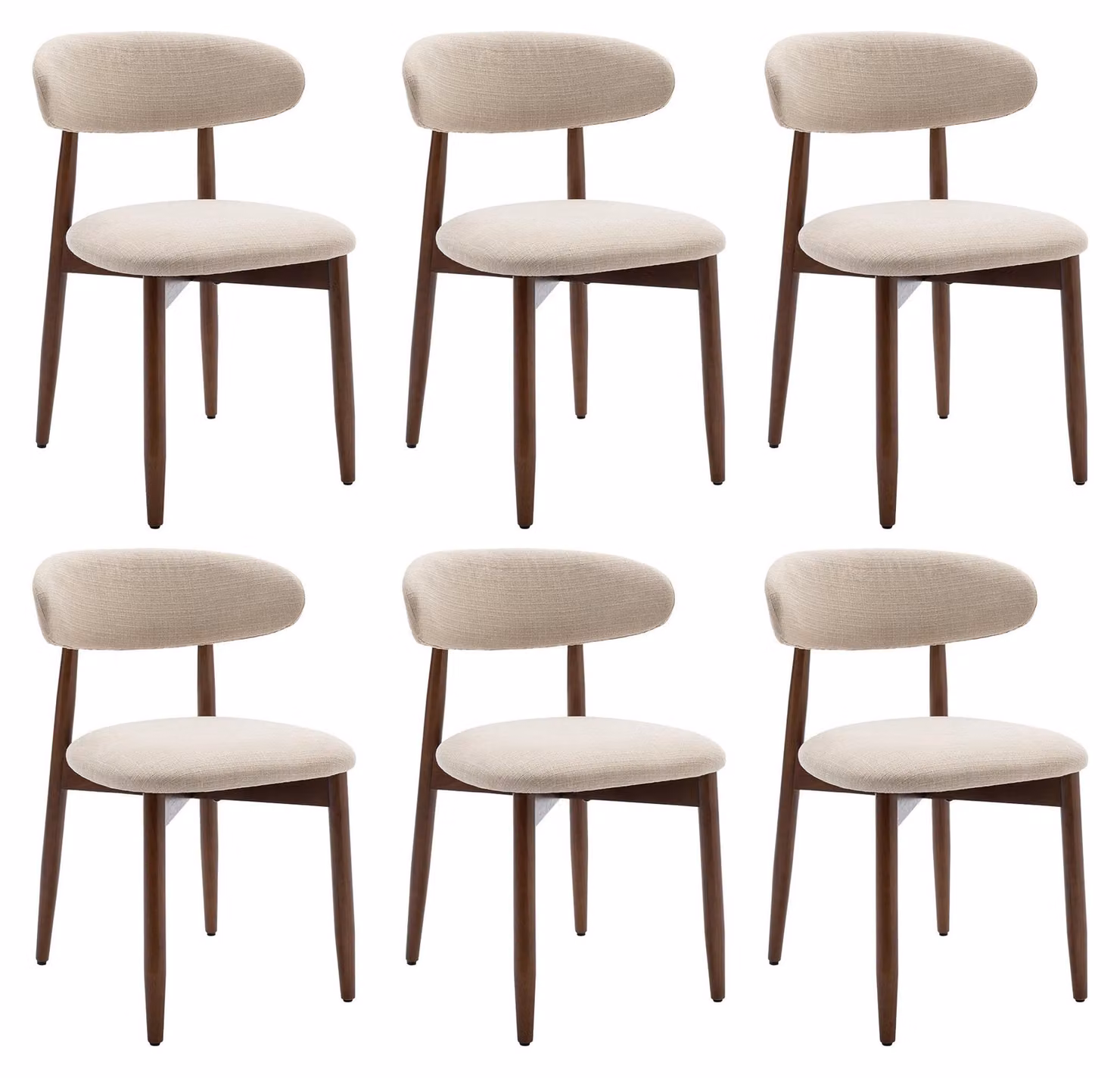 Set di 6 sedie da pranzo COLAMY, robuste ed eleganti, in stile minimalista scandinavo, ideali per la sala da pranzo e la cucina, beige
