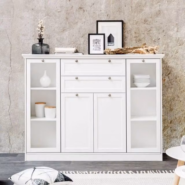 Credenza Landwood 53 EFFEZETA bianca con vetrina L 120 x P 40 x H 57,5 cm – 1
