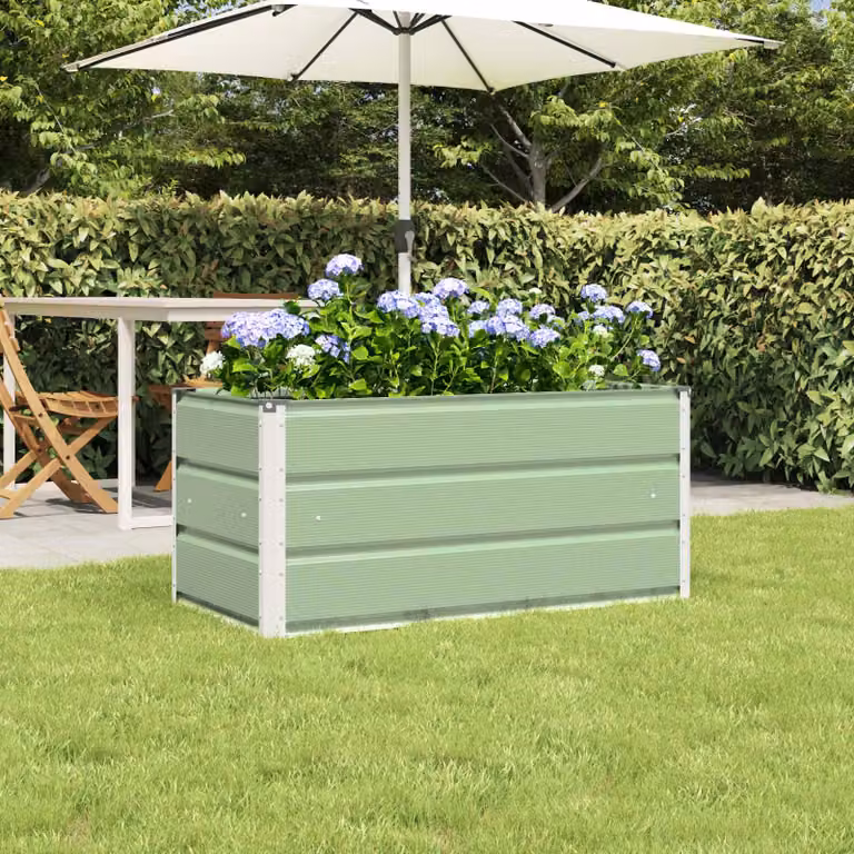 Fioriera vidaXL in acciaio zincato verde, L 100 x P 50 x H 45 cm